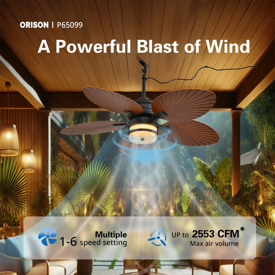 Orison Outdoor Ceiling Fan With Lights Dimmable LED 6 Speed by S And B Enterprise