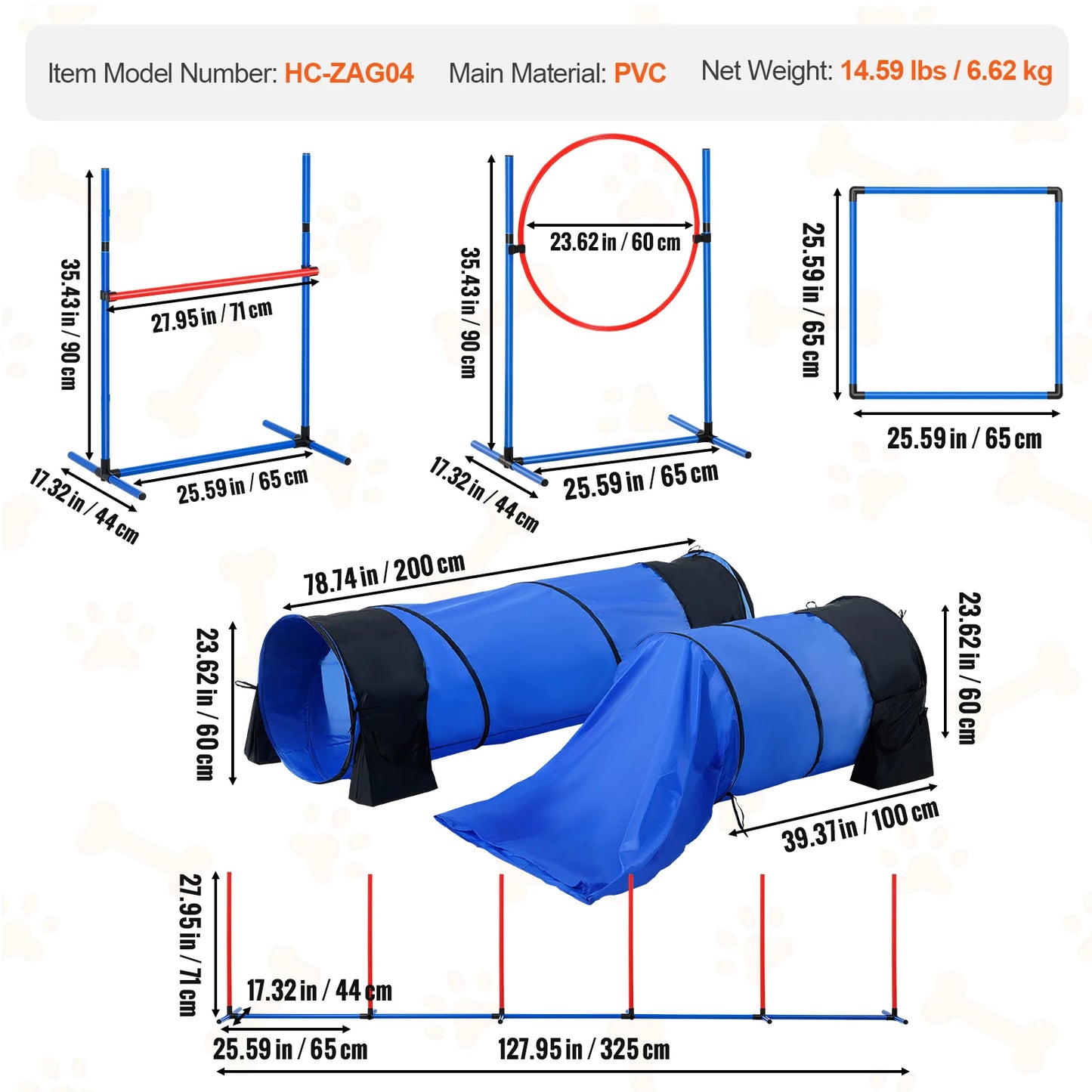 SucceBuy Dog Agility Training Equipment 4 PCS Set with Adjustable High Hurdles 6 Weave PolesJump Ring Square Pause Box Whistle by S And B Enterprise