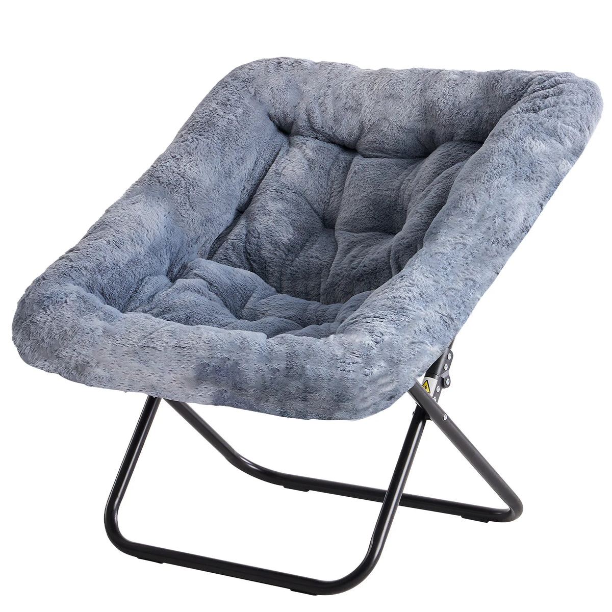 JHK Cozy Saucer Chair Soft Faux Fur Folding Lounge Chair Padded Metal Frame by S And B Enterprise