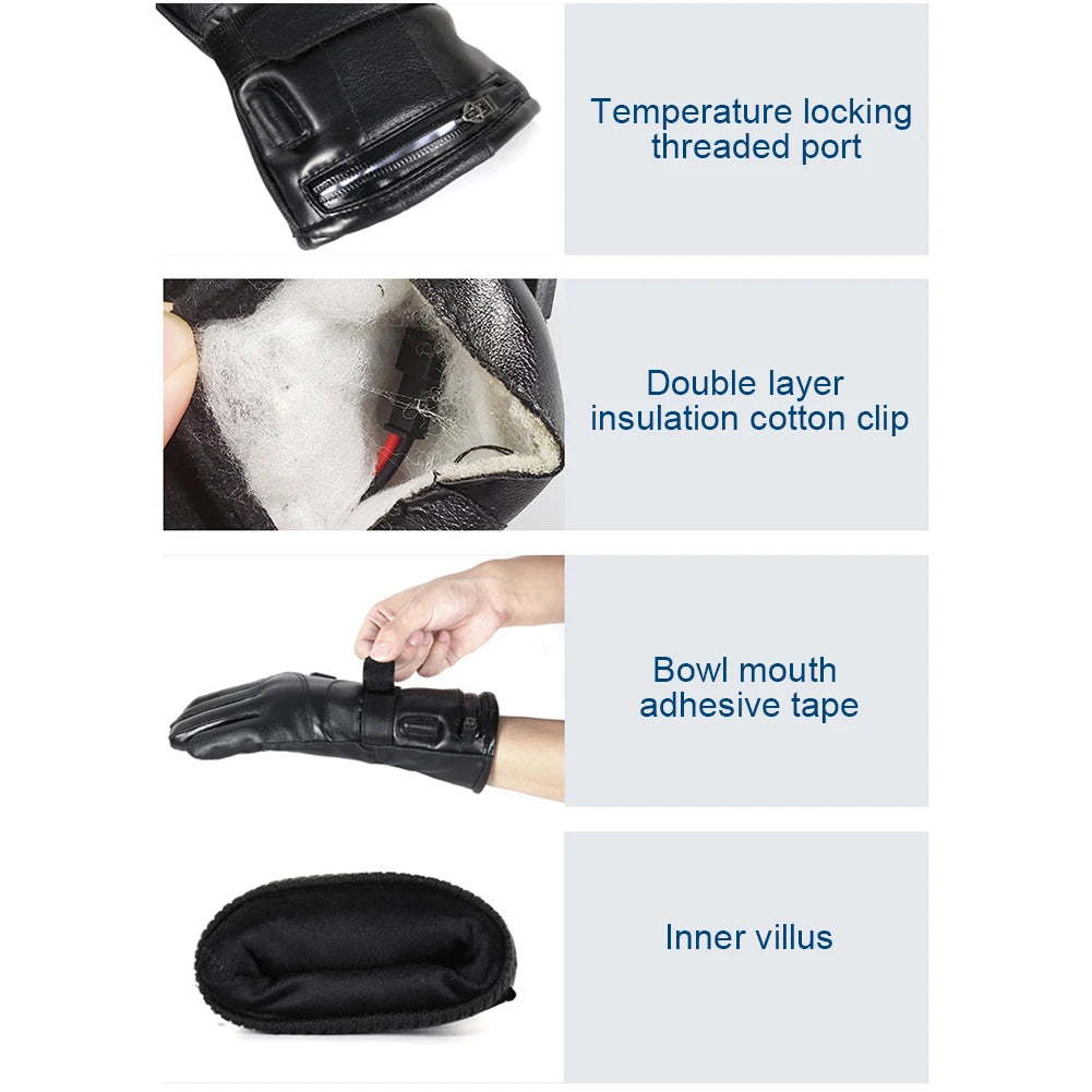 APWIKOGERCN Rechargeable Heating Gloves Waterproof Thermal Touchscreen Outdoors