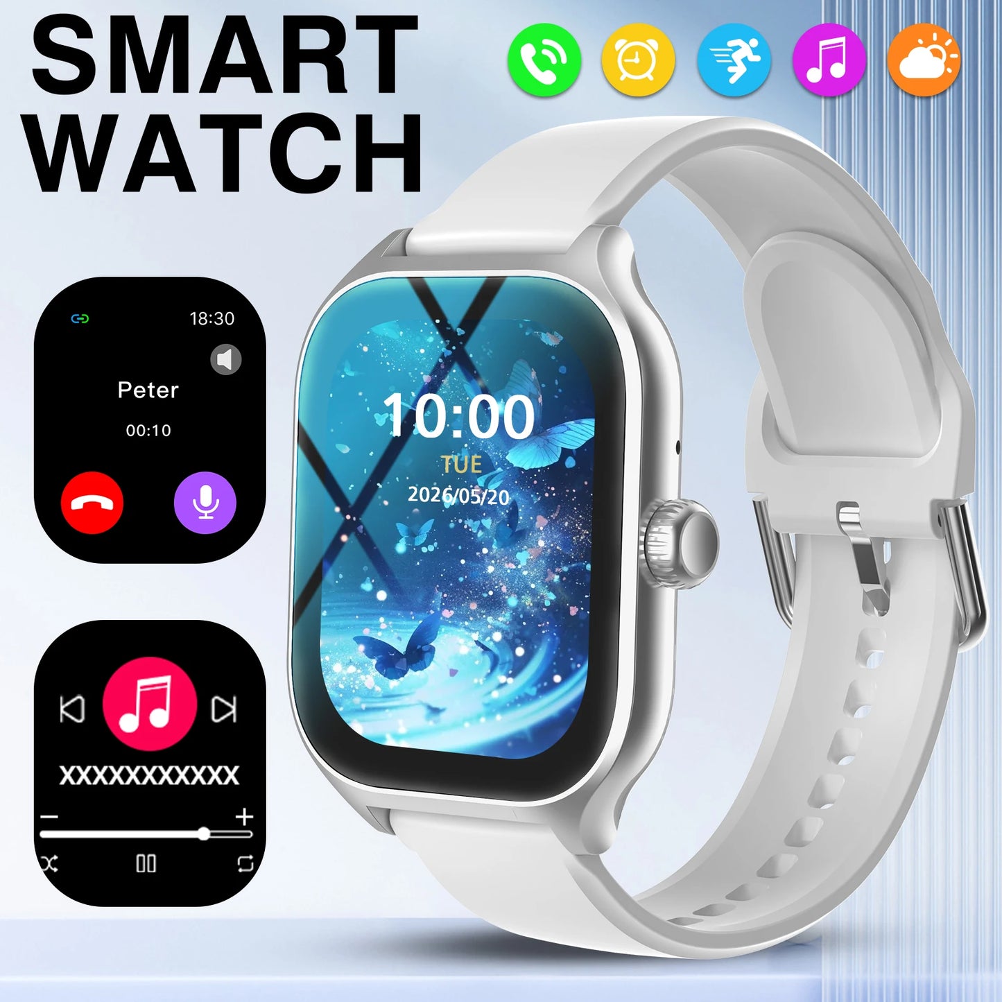 New Full-Touch High-Definition Men'S and Women'S Sports Smartwatch Features Wireless Dialing, Answering Calls, Motion Tracking and Music Control. Suitable for Android & IPhone,The First Choice for Gifts