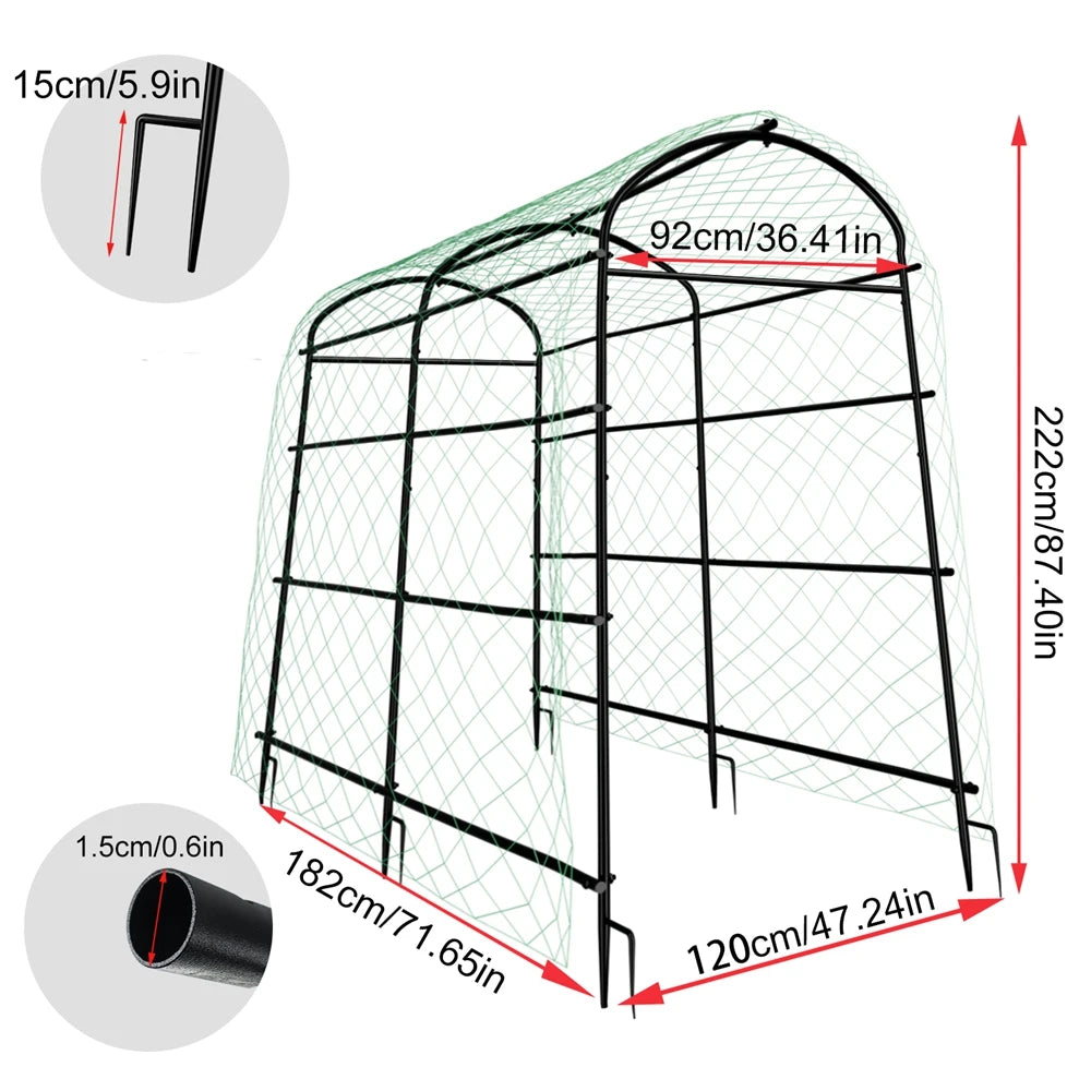 U-shaped metal garden plant trellis by S And B Enterprise, tall black frame with arched top, 182×120×222 cm