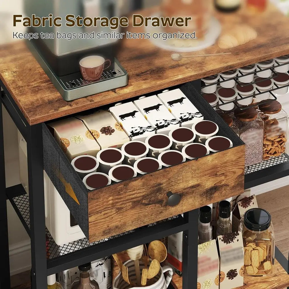 OLOEY Bakers Rack With Storage 5 Tier Coffee Bar Stand