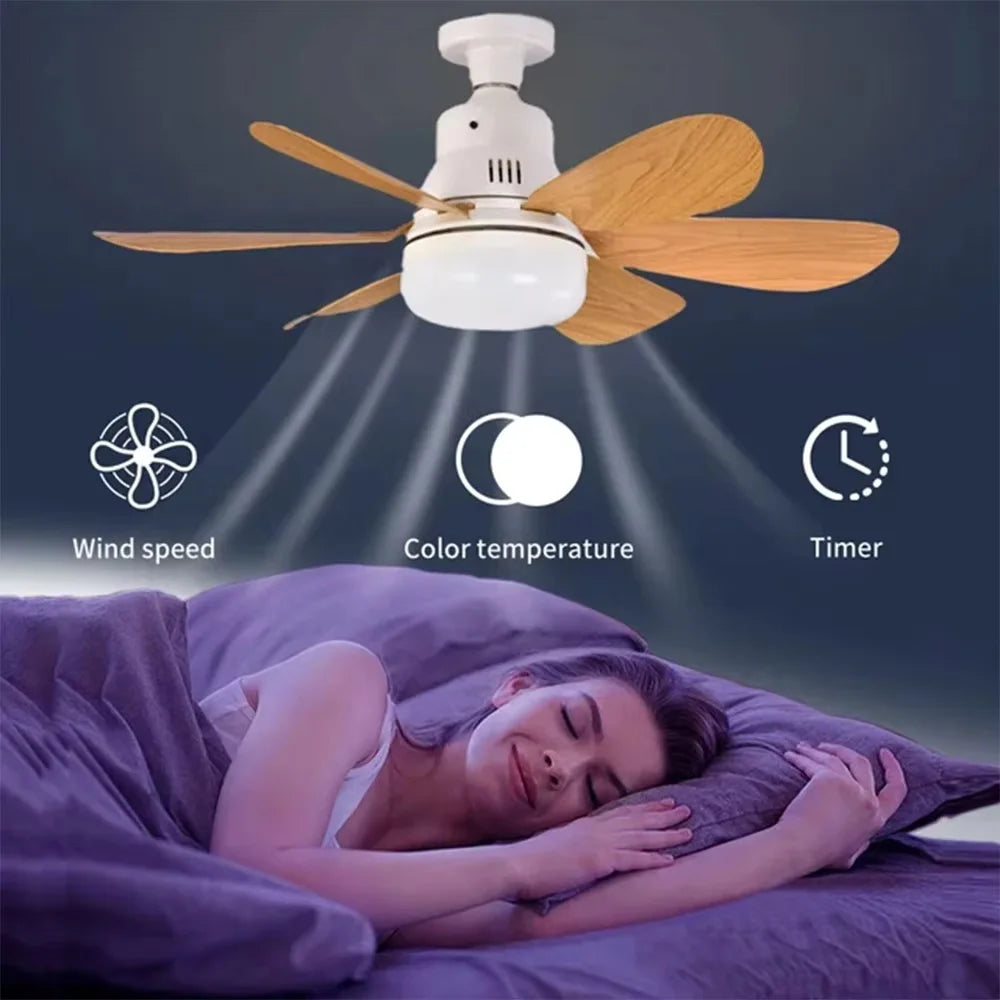 Ceiling Fan With Remote Control LED Light E27 Base by S And B Enterprise