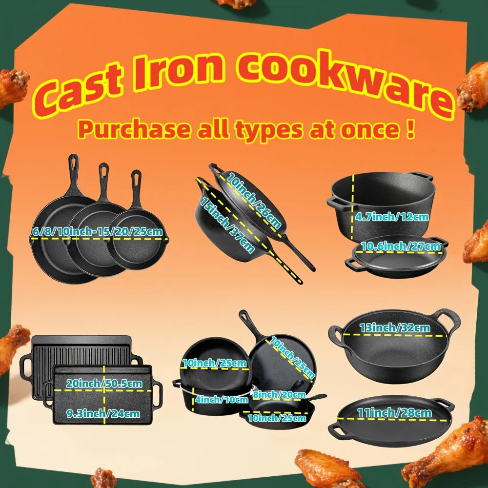 AEDG Cast Iron Skillet Set Preseasoned Nonstick Cookware by S And B Enterprise