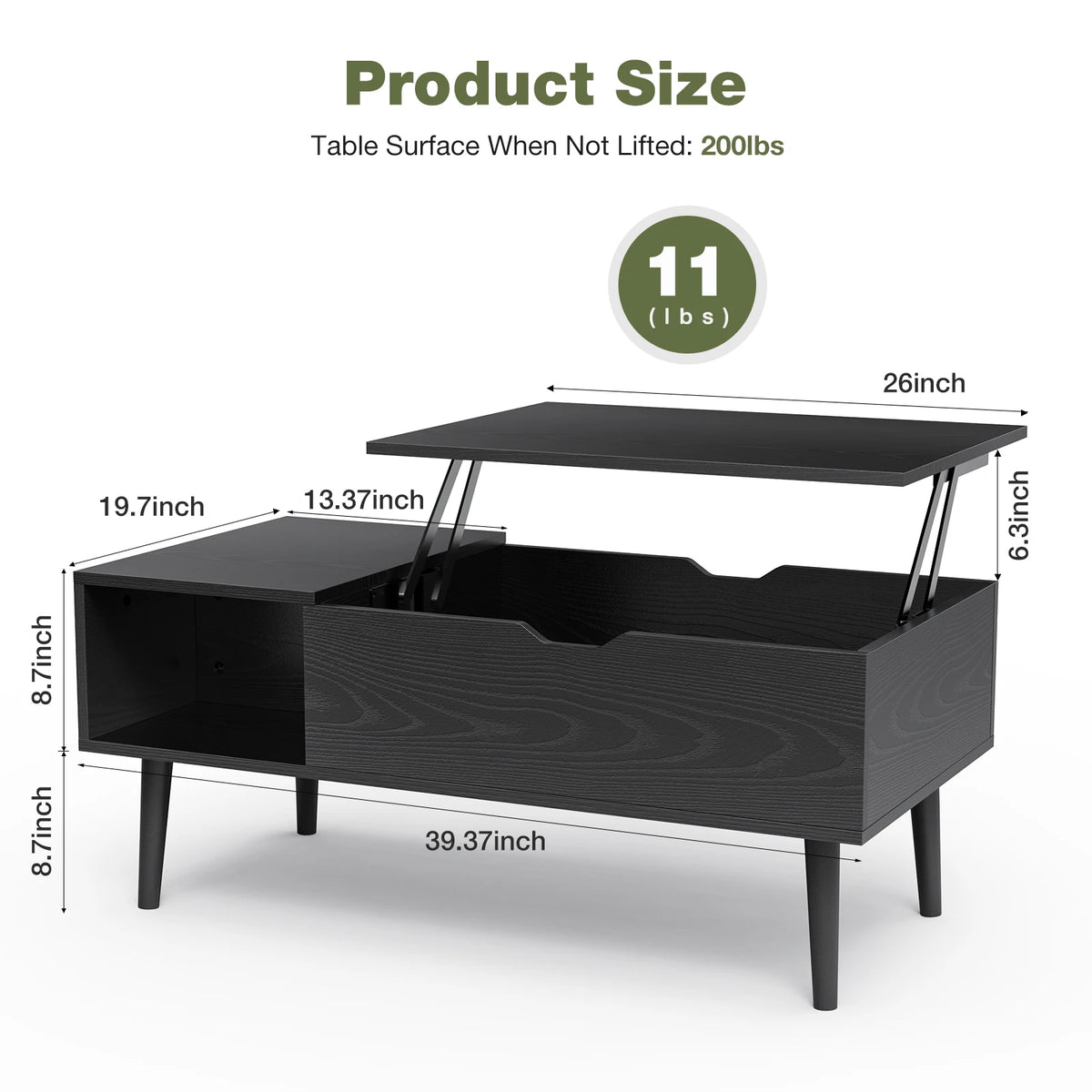 JHK Lift Top Coffee Table With Storage Modern Living Room by S And B Enterprise