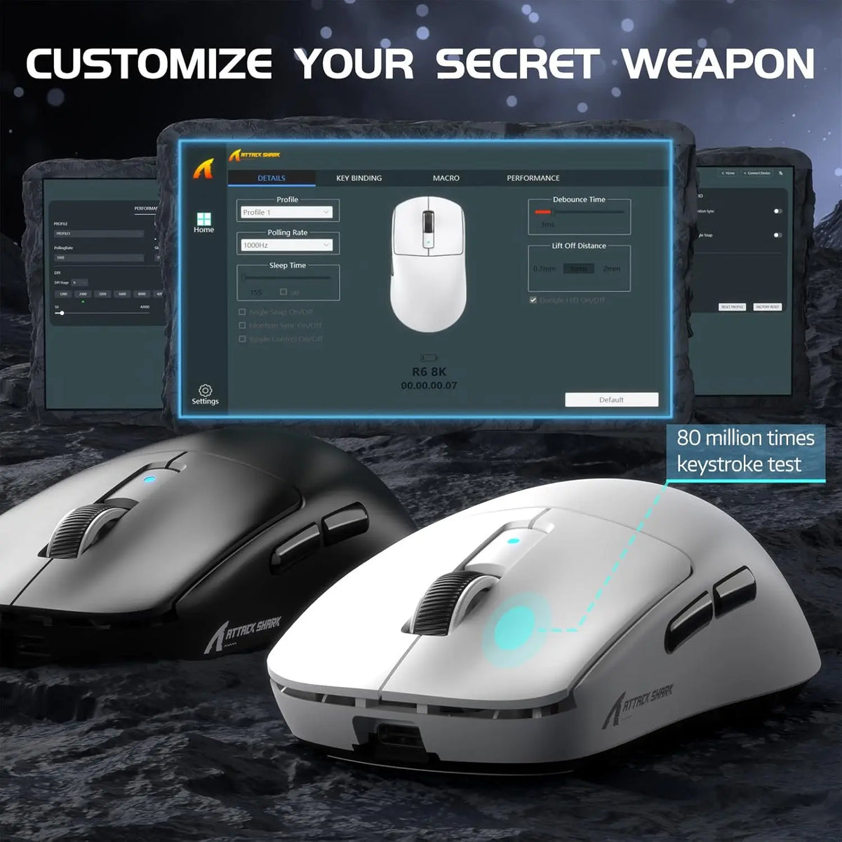 Attack Shark R6 Wireless Gaming Mouse With 8KHz Polling PAW 3950Max Sensor by S And B Enterprise