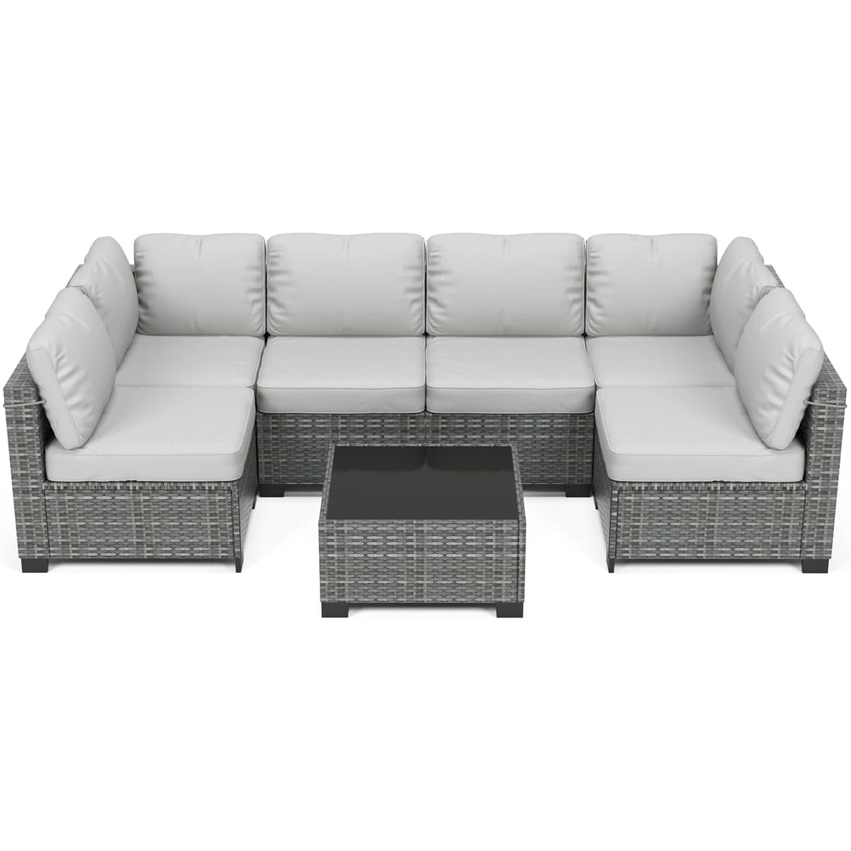 HobbyLane 7 Piece Modular Outdoor Furniture Set PE Rattan Wicker Garden by S And B Enterprise