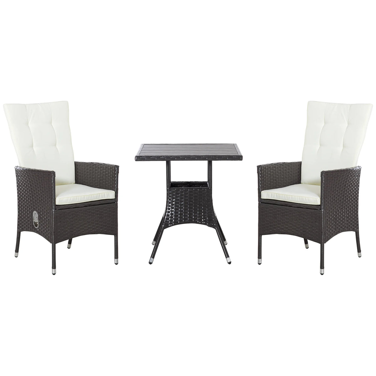 3pcs Patio Reclining Chair Set Rattan Wicker Furniture, Armchairs, Table, White by S And B Enterprise