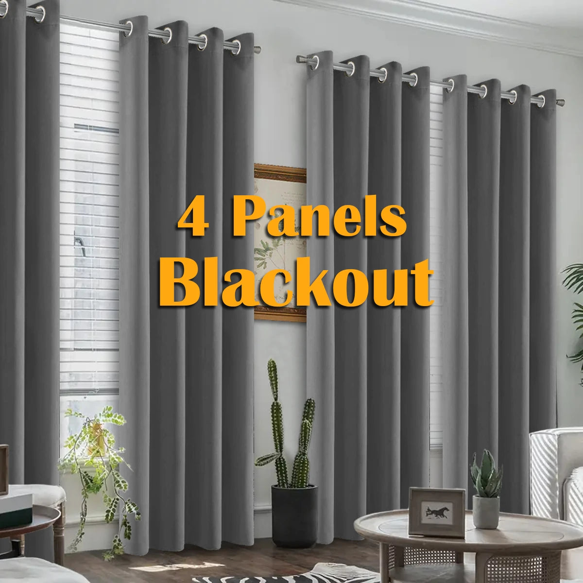 NONECN Blackout Curtains 4 Pack Heat Insulated Grommet For Bedroom Living Room by S And B Enterprise
