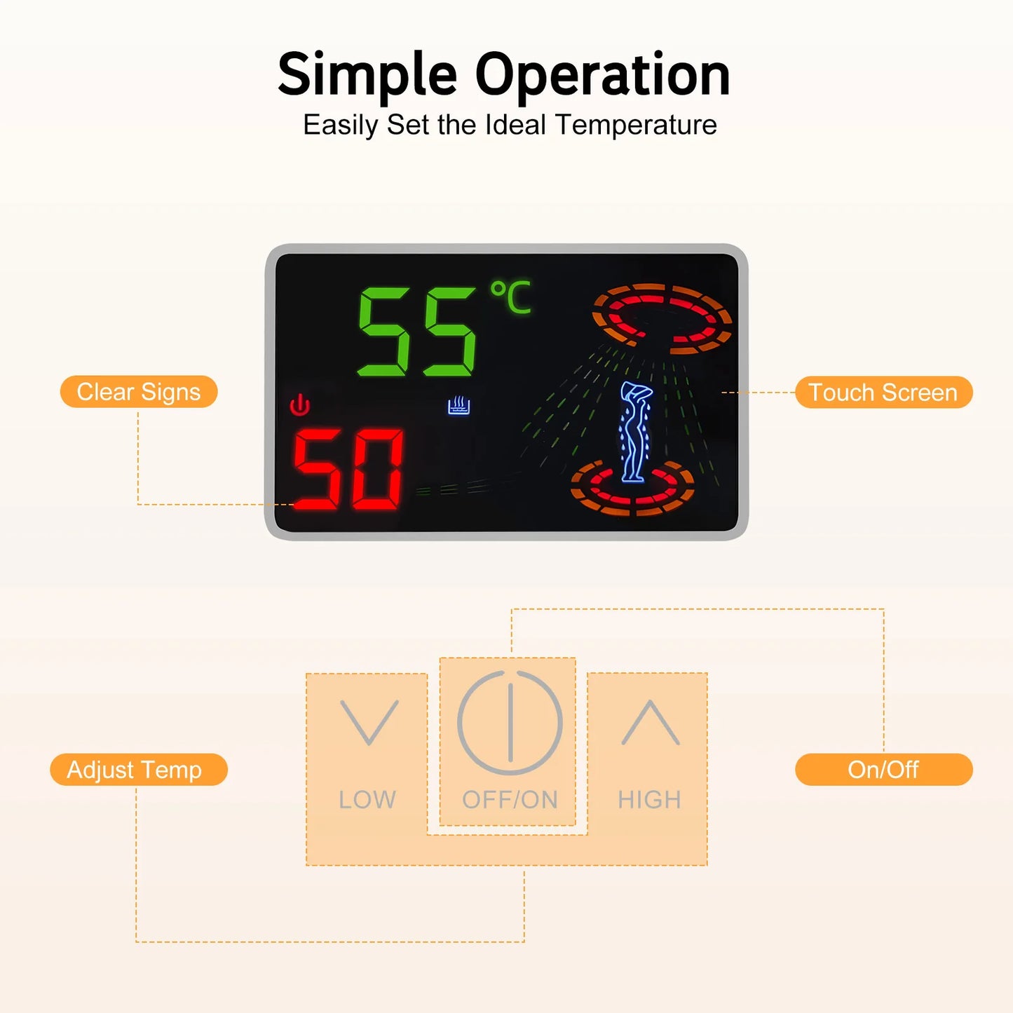 4500W instant electric water heater by S And B Enterprise with LED touch screen thermostat