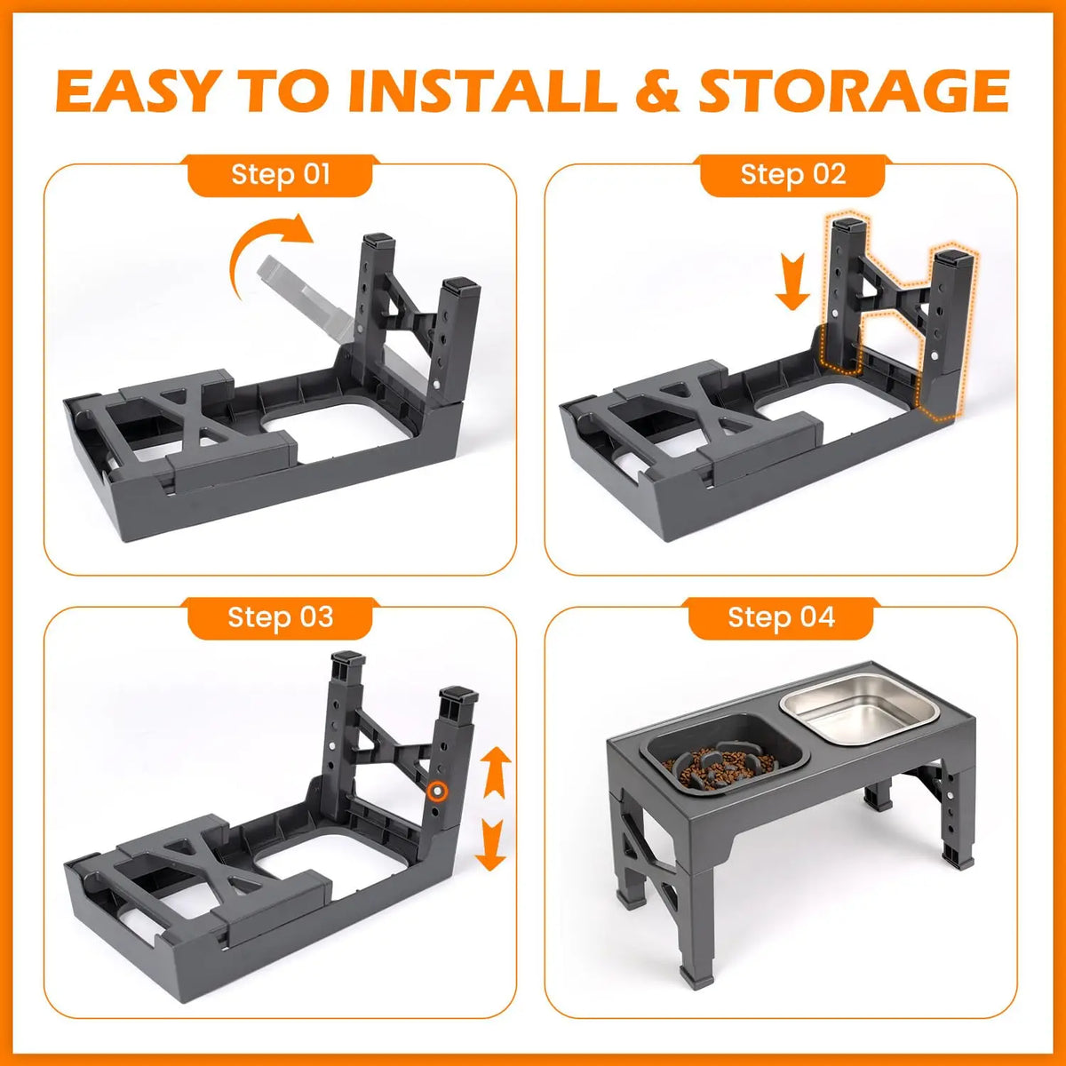 Non Slip Elevated Slow Feeder Dog Bowls With Foldable Stand by S And B Enterprise