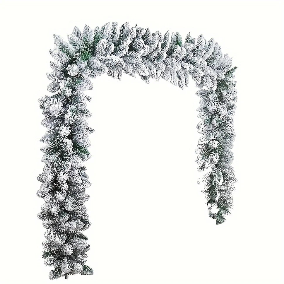 Snowy Christmas Garland arch, 9ft snow-flocked artificial pine garland by S And B Enterprise