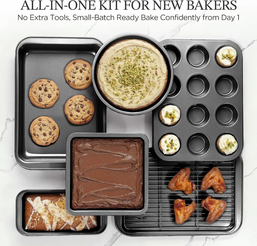 19-Piece Nonstick Bakeware Set by S And B Enterprise, carbon steel, easy-clean for small kitchens