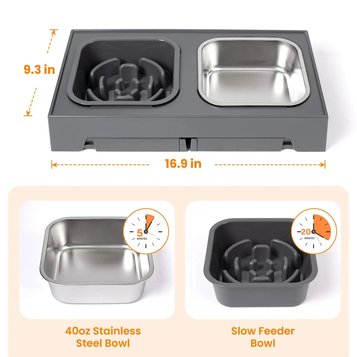 Non Slip Elevated Slow Feeder Dog Bowls With Foldable Stand by S And B Enterprise