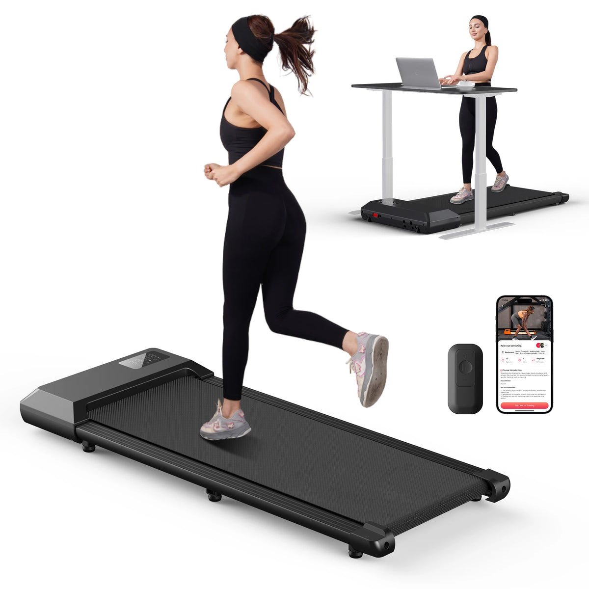 S And B Enterprise 300lb home treadmill with LCD display, black and gray 2-in-1 walking/running fitness machine