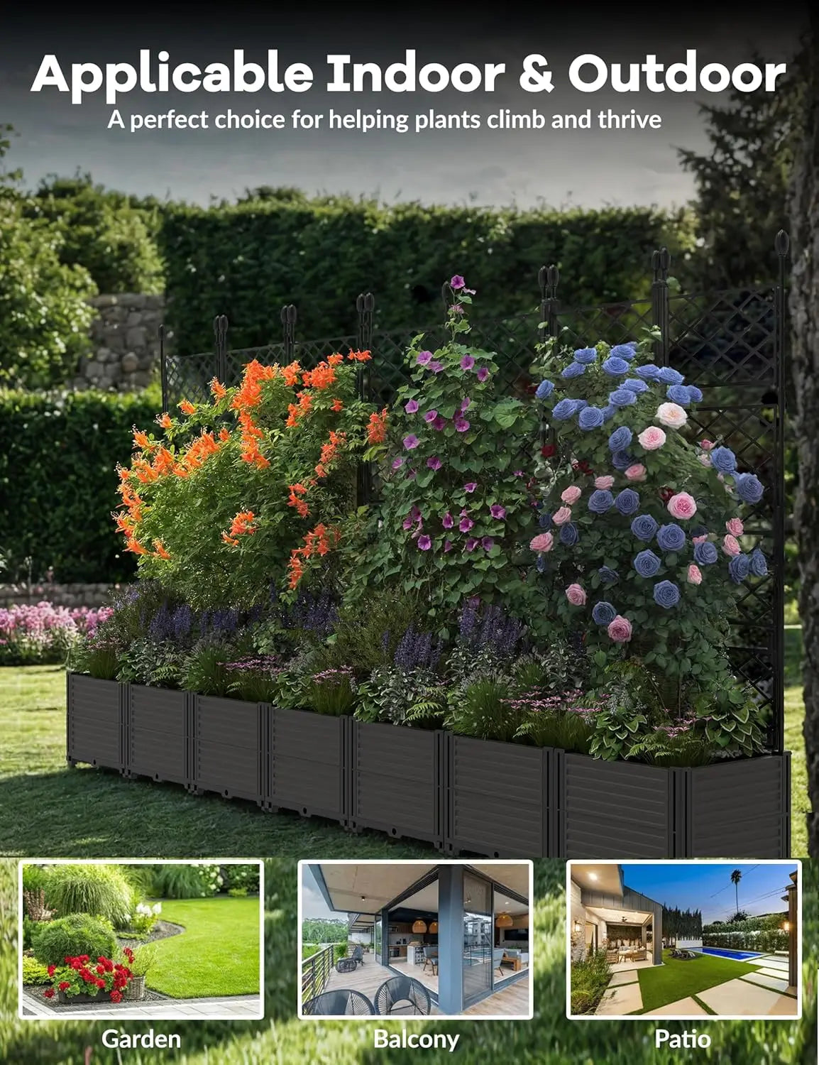 TWISTER.CK Plastic Planter Box With Trellis Rack Raised Garden Bed by S And B Enterprise