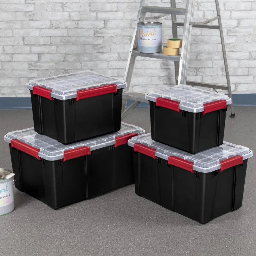 4 Pack Waterproof Gasket Tote Storage Bin With Airtight Lid