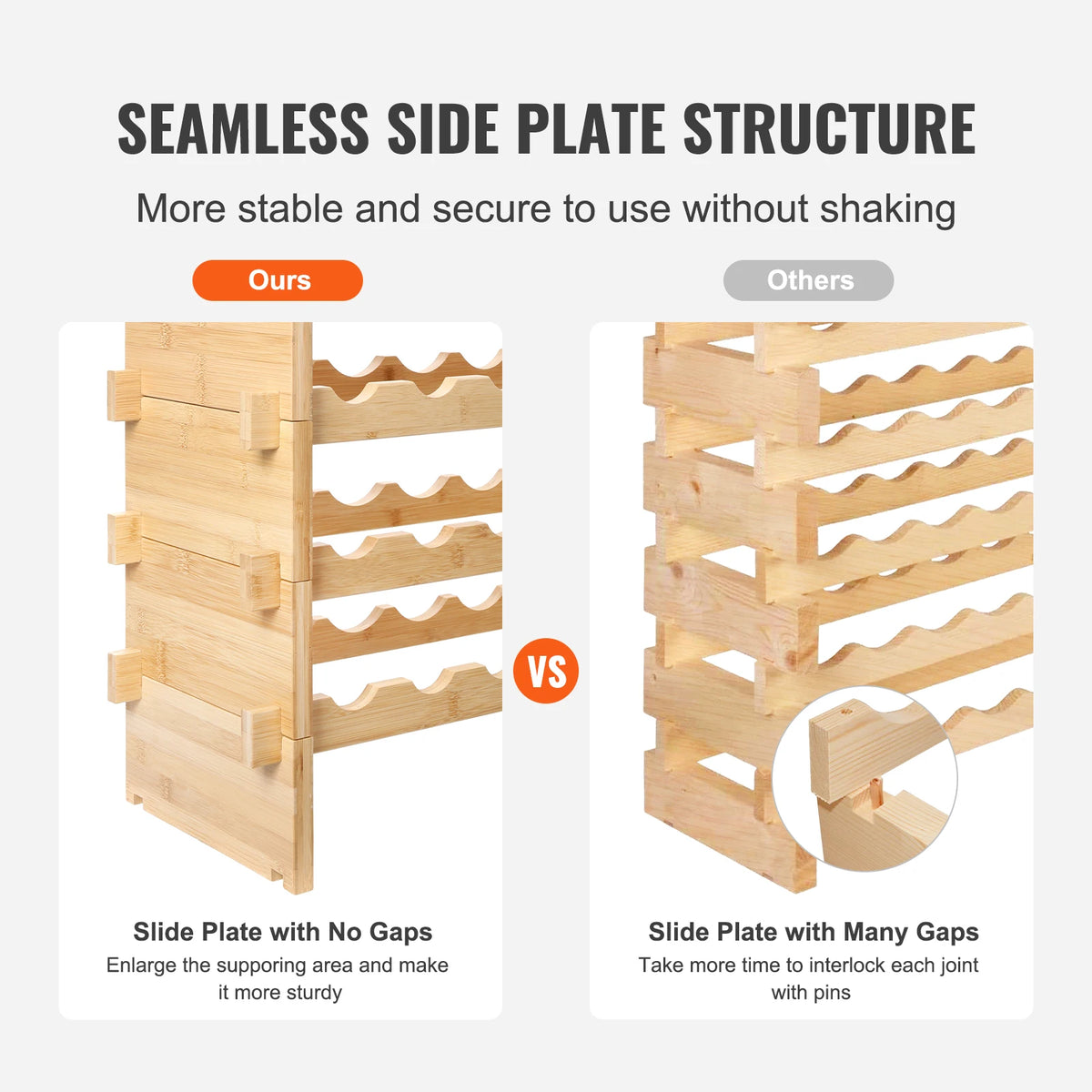 SucceBuy 8-Tier Bamboo Stackable Wine Rack Free Standing Storage by S And B Enterprise