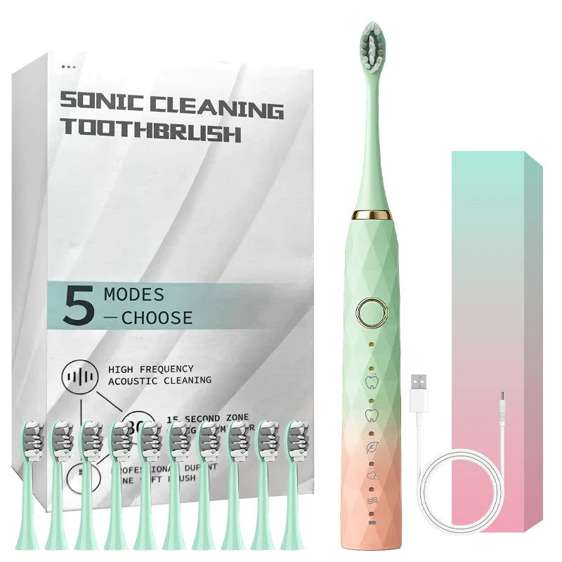 Electric Rotary Toothbrush With Timer Waterproof Rechargeable