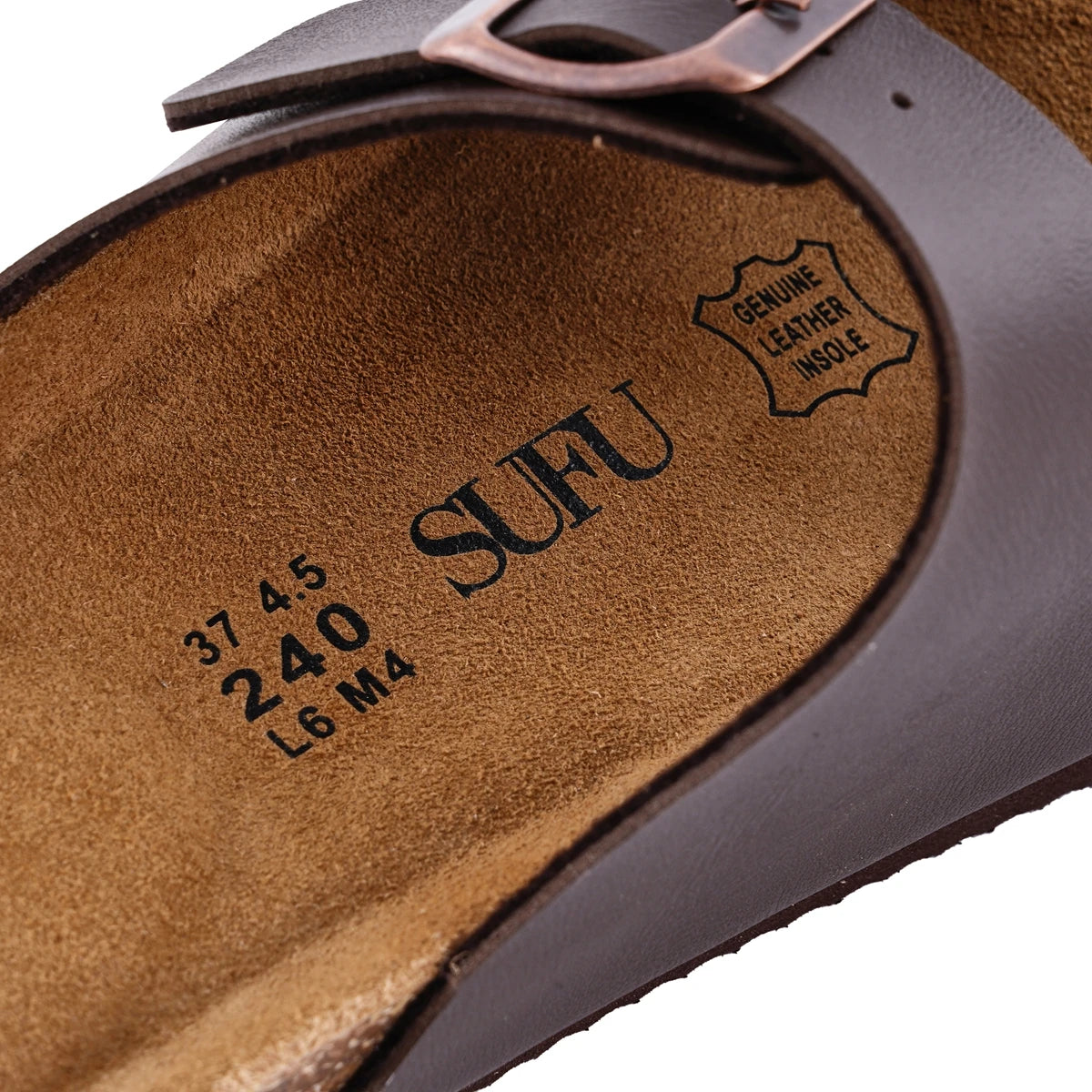 None Soft Footbed Leather Sandals Women Cork Casual Slippers by S And B Enterprise