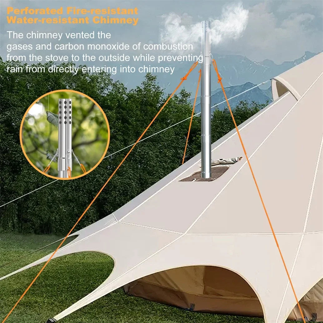 Wood Burning Portable Tent Stove With 6 Stainless Chimney Pipes by S And B Enterprise