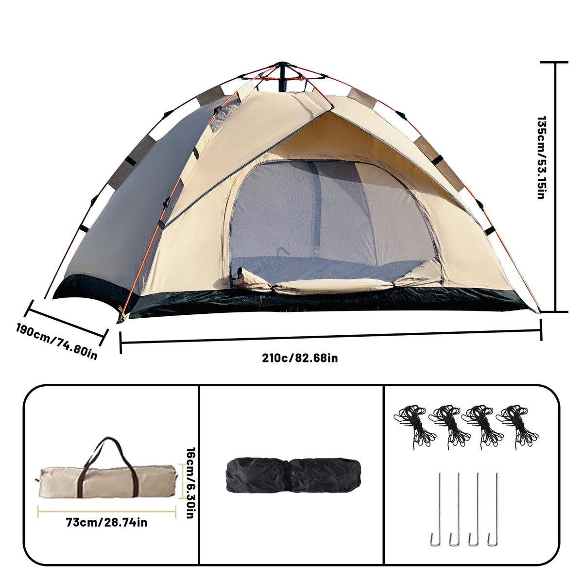 Pakicetus Windproof Family Camping Tent Lightweight Easy Setup by S And B Enterprise