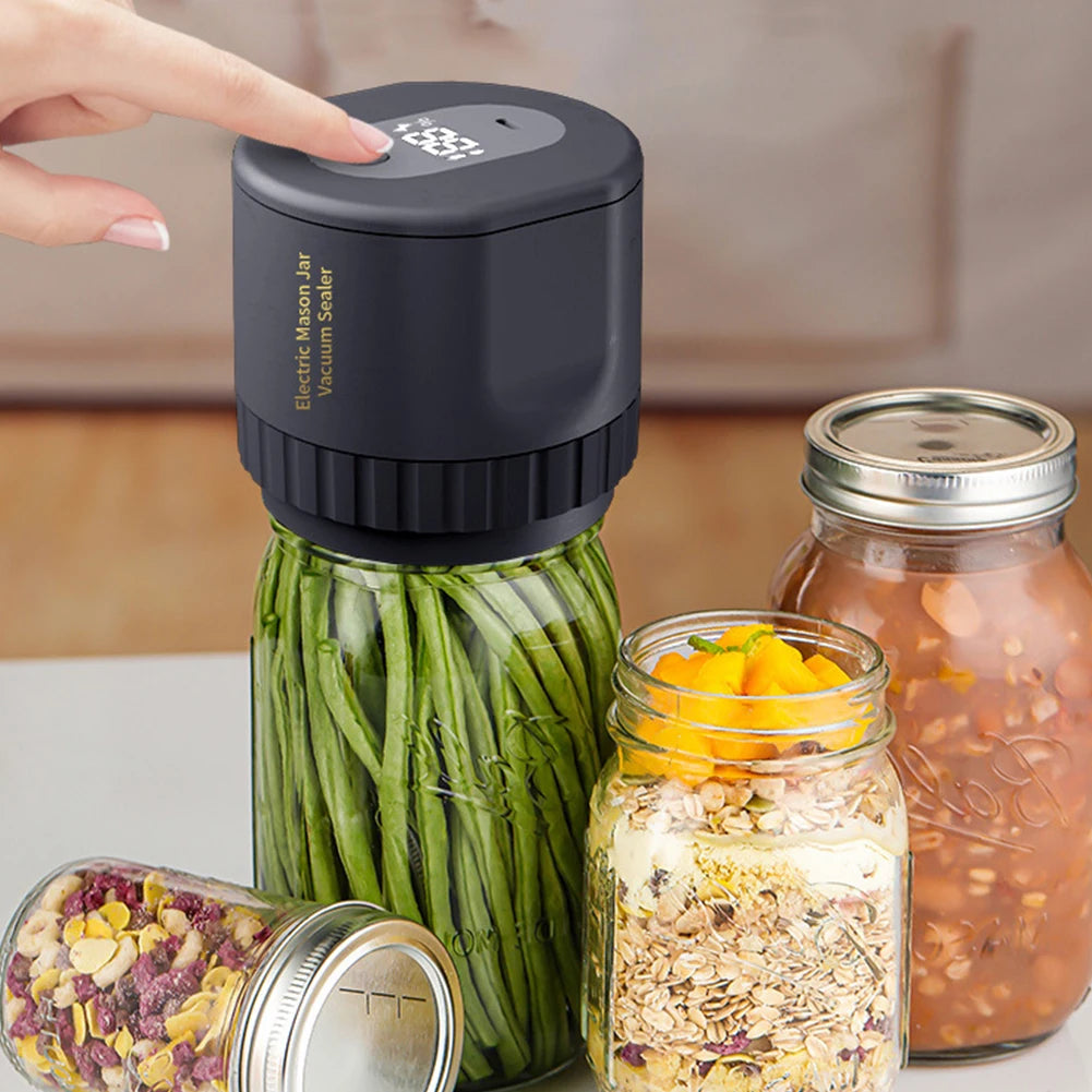 S And B Enterprise Automatic Electric Mason Jar Vacuum Sealer with one-button operation; dark gray