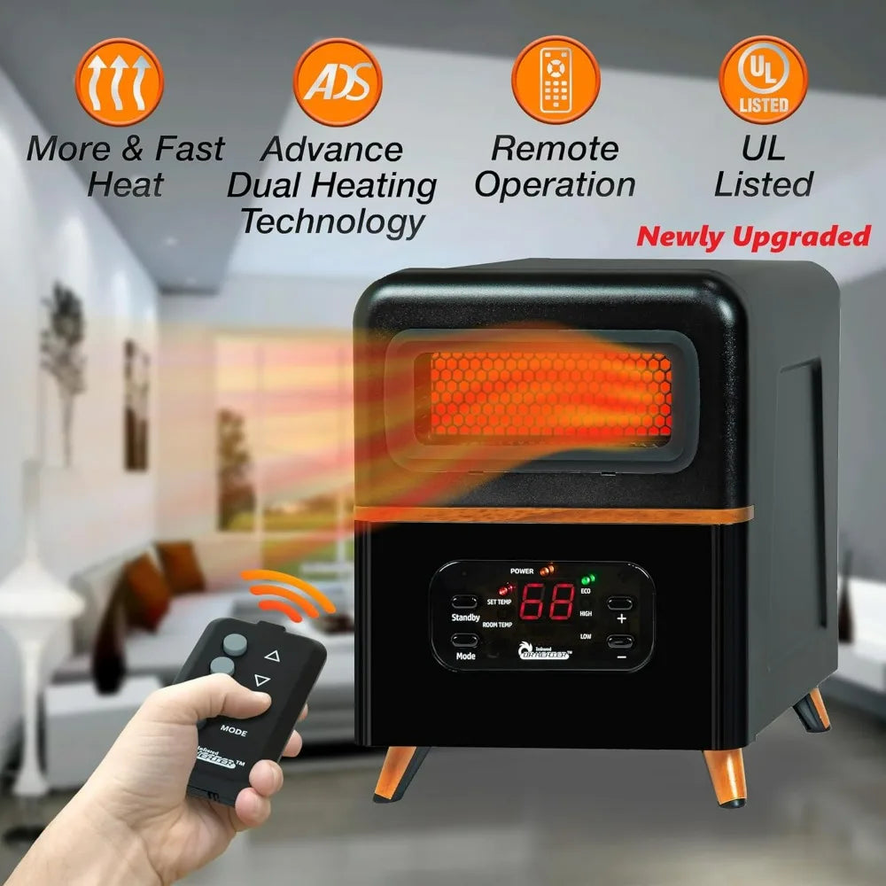DR-978 infrared space heater with remote; portable 1500W dual heating by S And B Enterprise