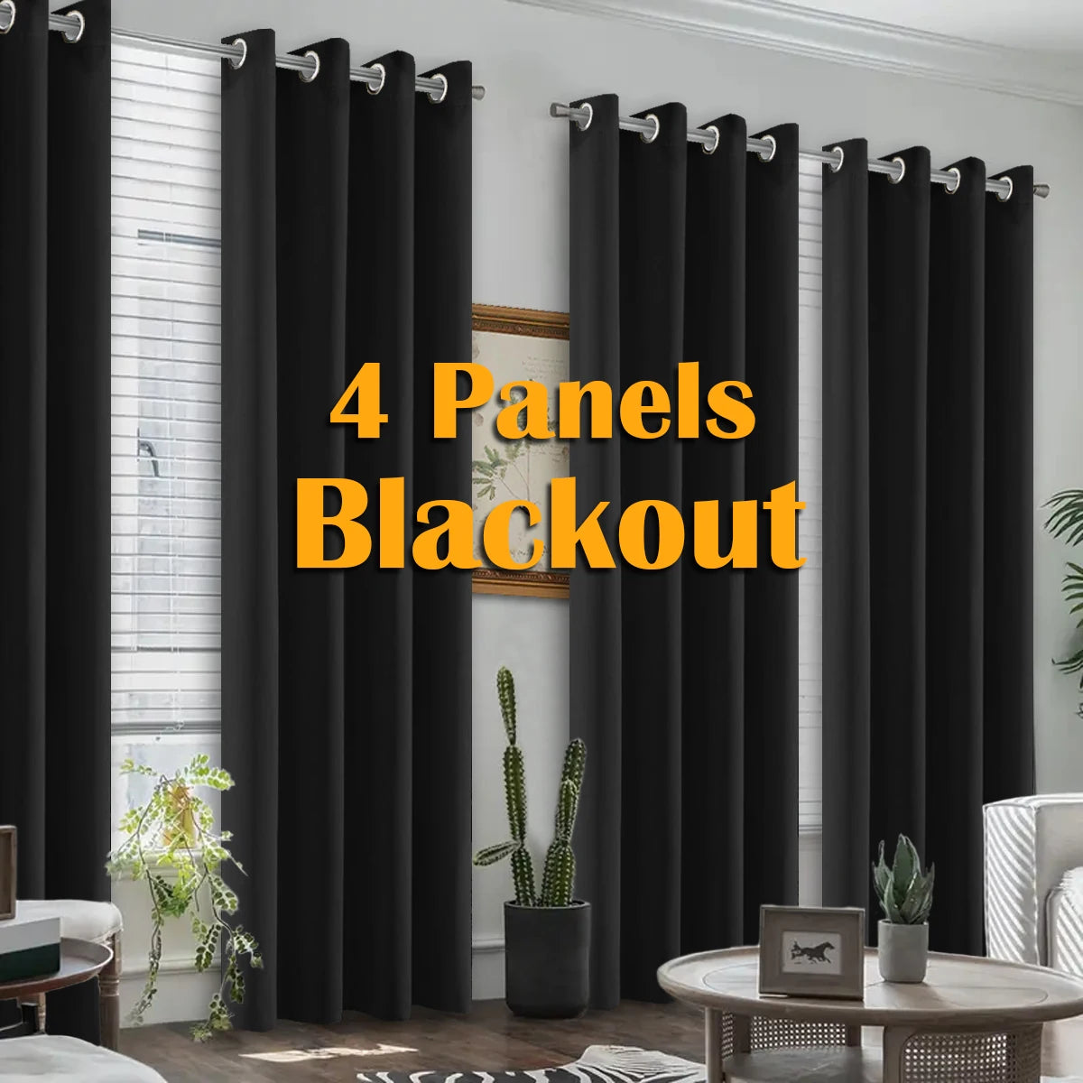 NONECN Blackout Curtains 4 Pack Heat Insulated Grommet For Bedroom Living Room by S And B Enterprise