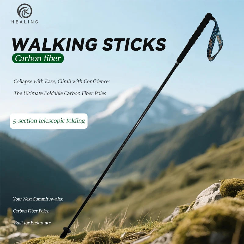 OKHEALINGCN Carbon Fiber Hiking Poles Telescopic 2 Pack Lightweight by S And B Enterprise