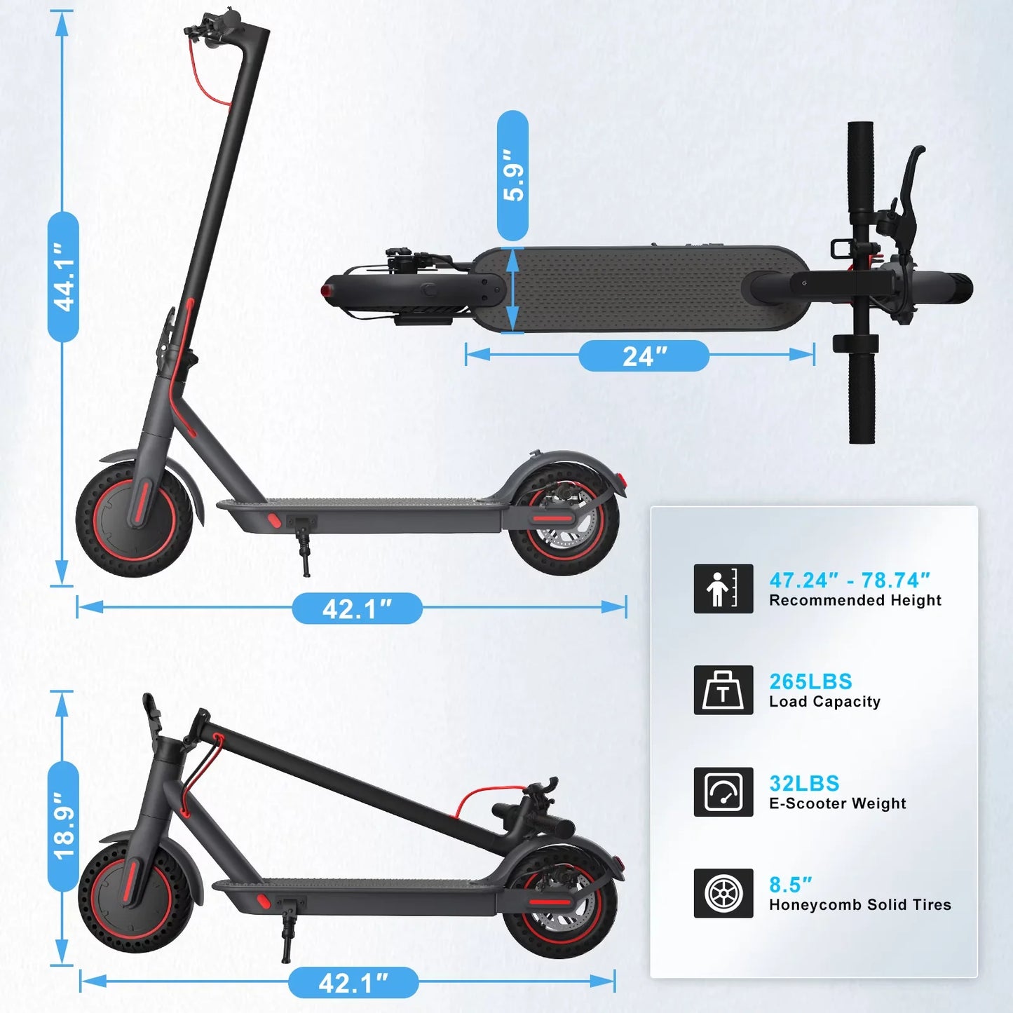 350W Electric Scooter for Adults 19mph Top Speed 21 Miles Max Range Foldable E-Scooter with 8.5'' Tires Double Shock System APP Control by S And B Enterprise