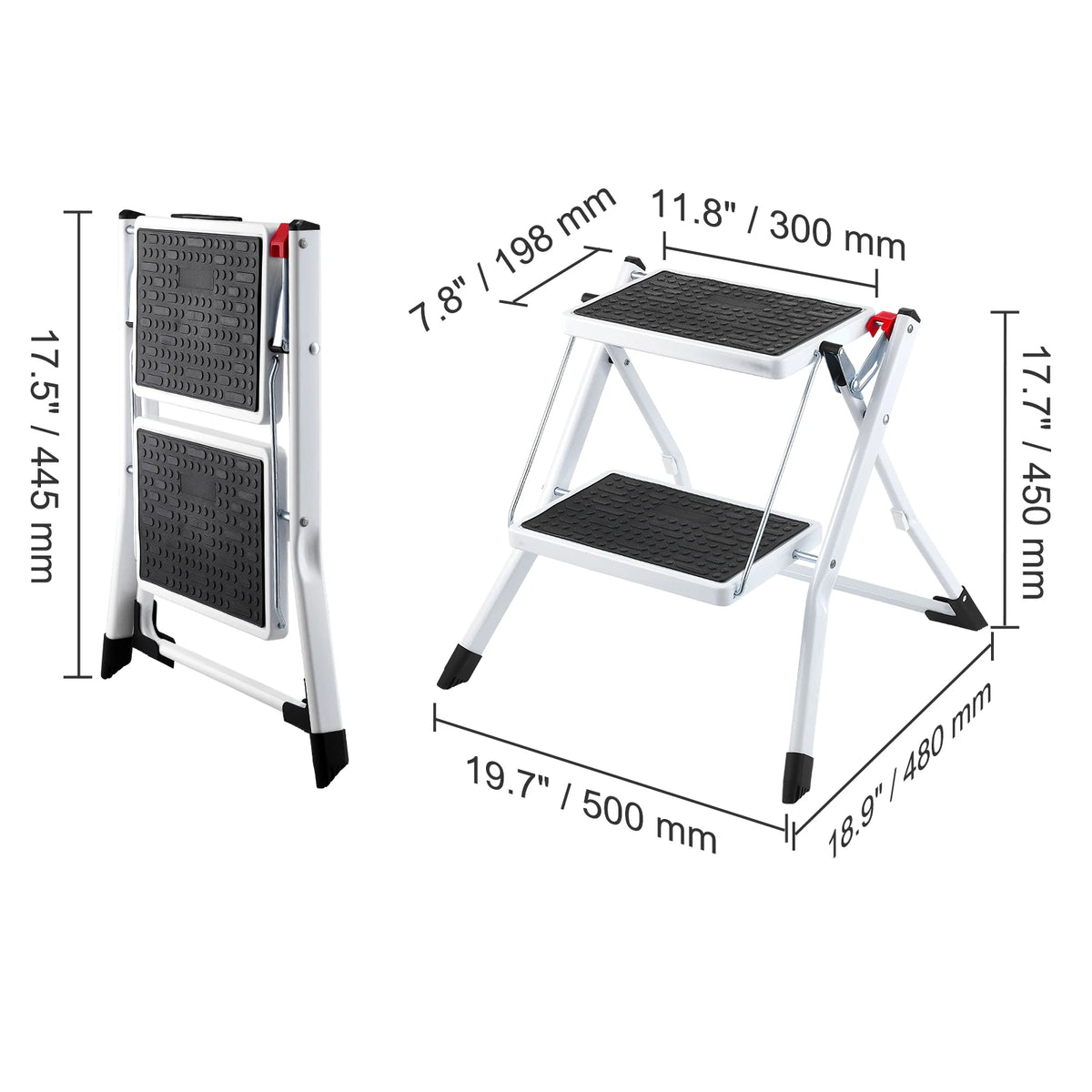VEVOR 1-step stool by S And B Enterprise, silver aluminum frame with black non-slip steps