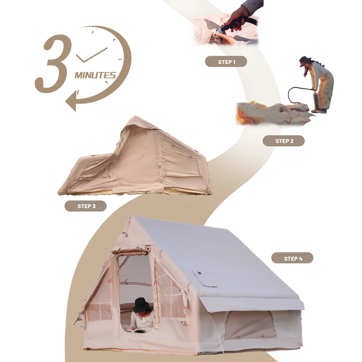 Pakicetus Inflatable Camping Tent Quick Setup Air Frame Shelter by S And B Enterprise