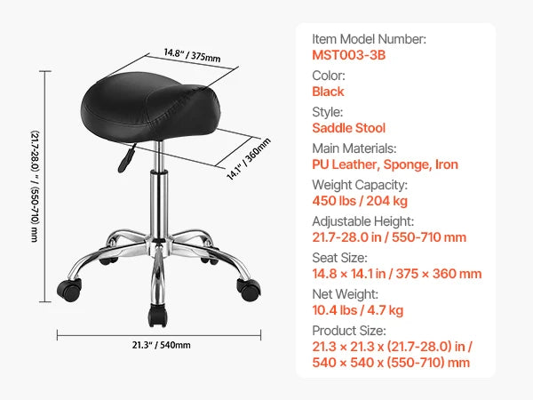 SucceBuy Saddle Stool with Wheel Ergonomic Swivel Chair by S And B Enterprise