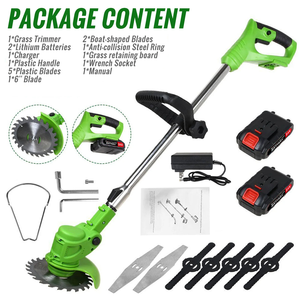 Cordless 2-In-1 Weed Trimmer and Grass Edger With Fast Charger by S And B Enterprise