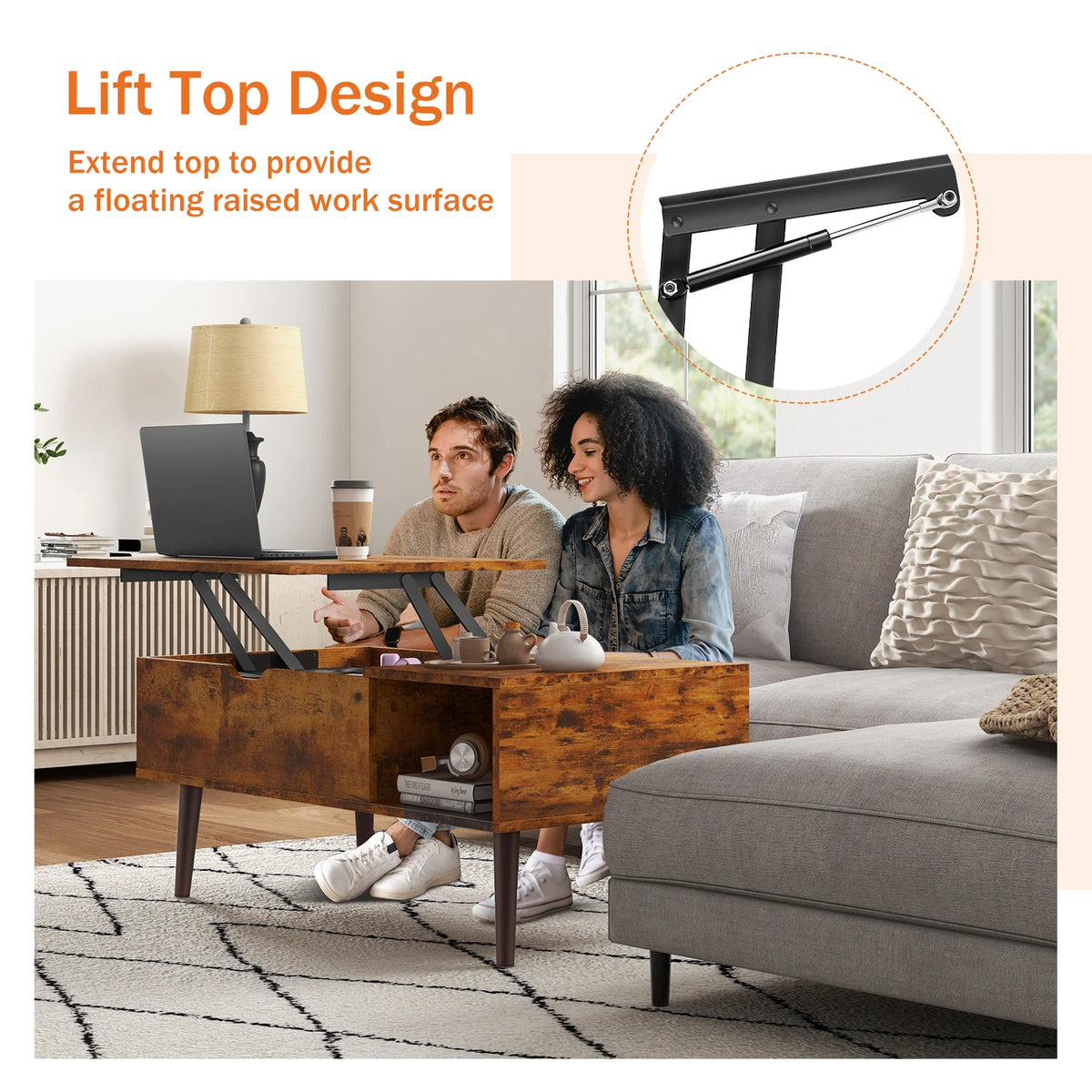JHK Lift Top Coffee Table With Storage Modern Living Room by S And B Enterprise