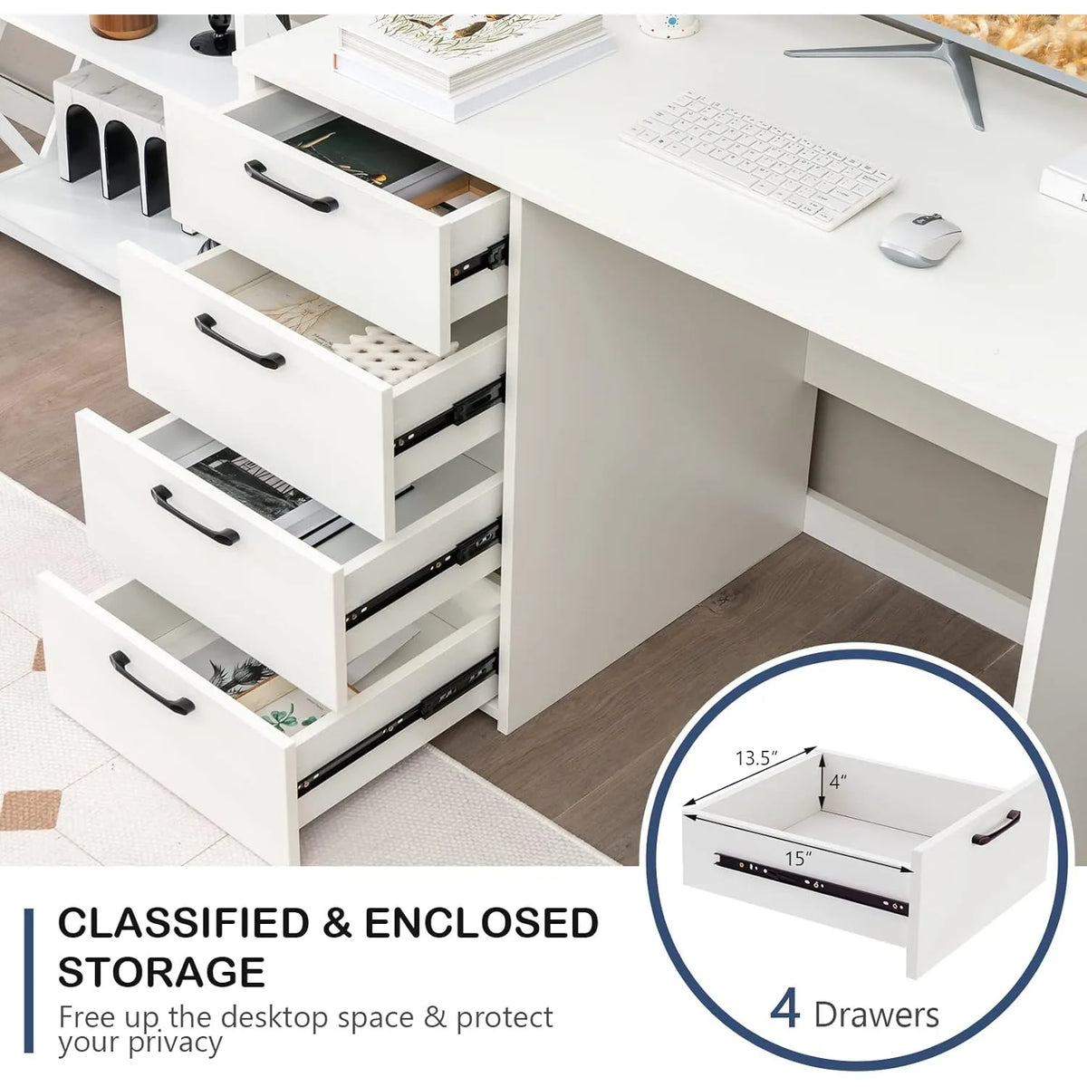XIUWO Desk With Four Drawers Modern Writing Station by S And B Enterprise