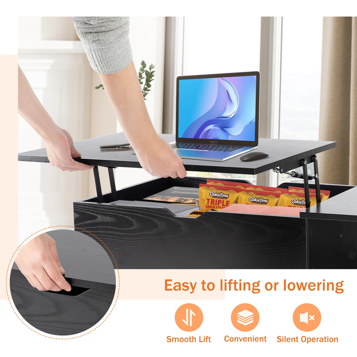 JHK Lift Top Coffee Table With Storage Modern Living Room by S And B Enterprise
