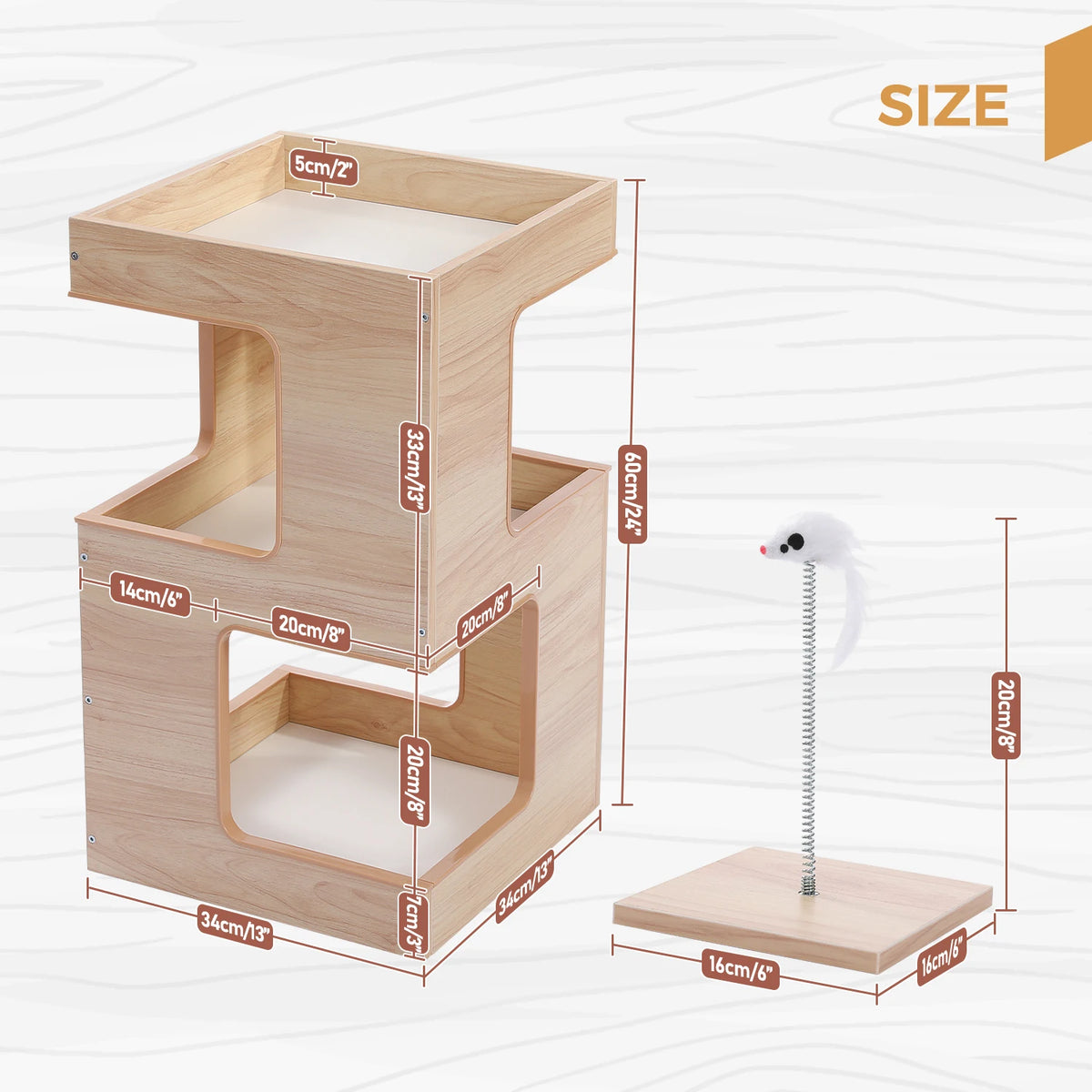 Wood cat condo tower with removable mats and scratching pad by S And B Enterprise.