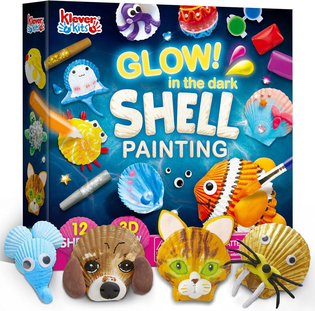 JOYFY 12-piece sea shell painting kit by S And B Enterprise, glow-in-the-dark kids' arts & crafts set
