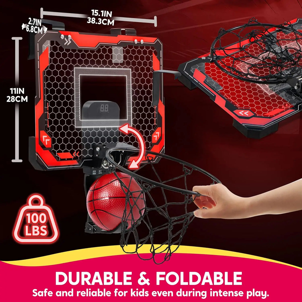 Joyfy Mini Indoor Basketball Hoop with LED Lights and Scoreboard by S And B Enterprise