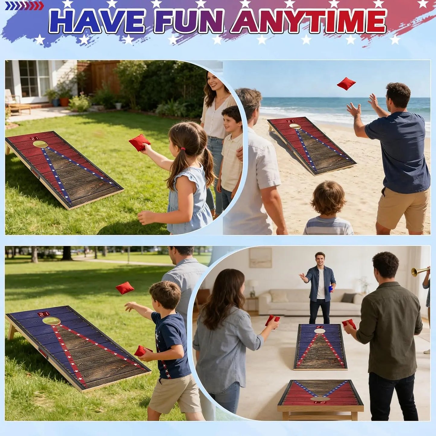 Electronic Cornhole Board Set With Automatic Scoring Wooden Portable by S And B Enterprise