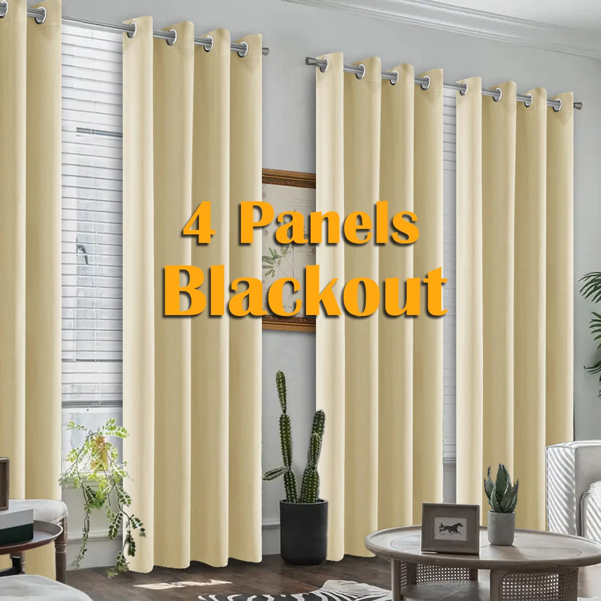 NONECN Blackout Curtains 4 Pack Heat Insulated Grommet For Bedroom Living Room by S And B Enterprise