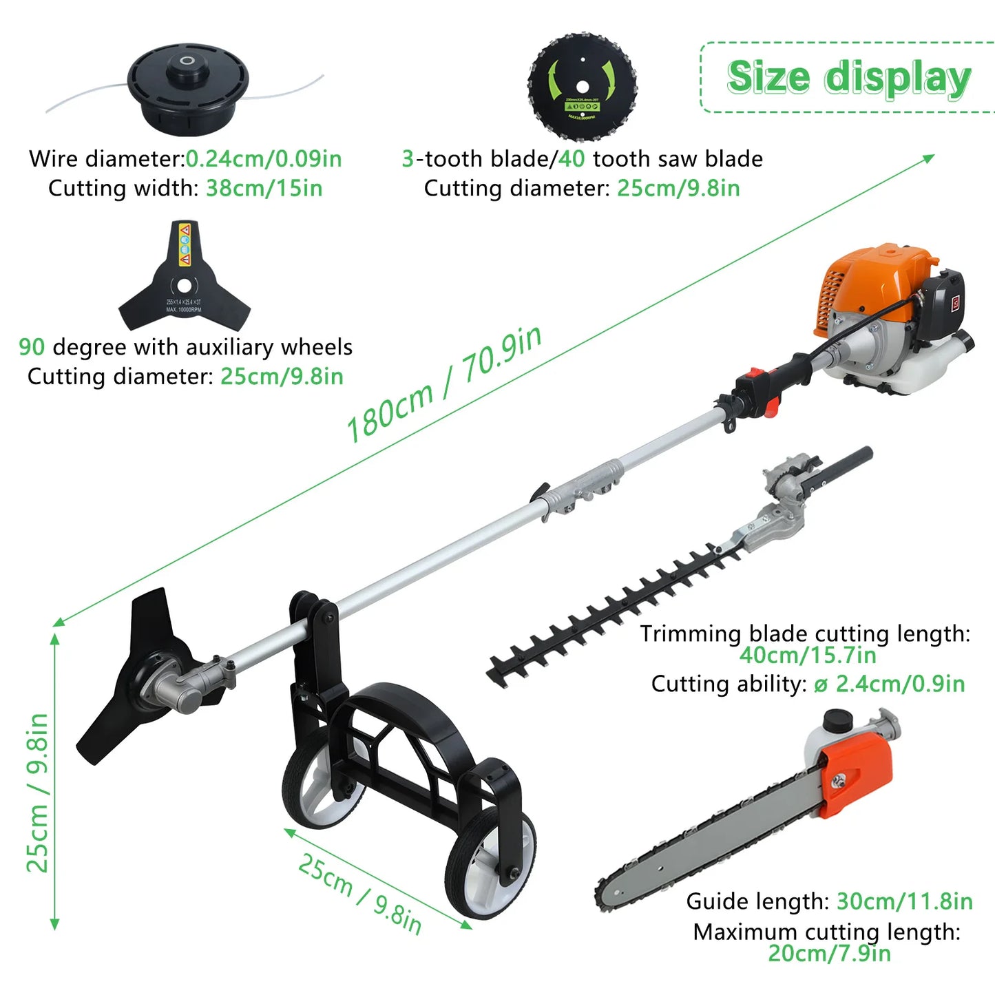 Gas Powered Eight In One Garden Tool With Trimmers