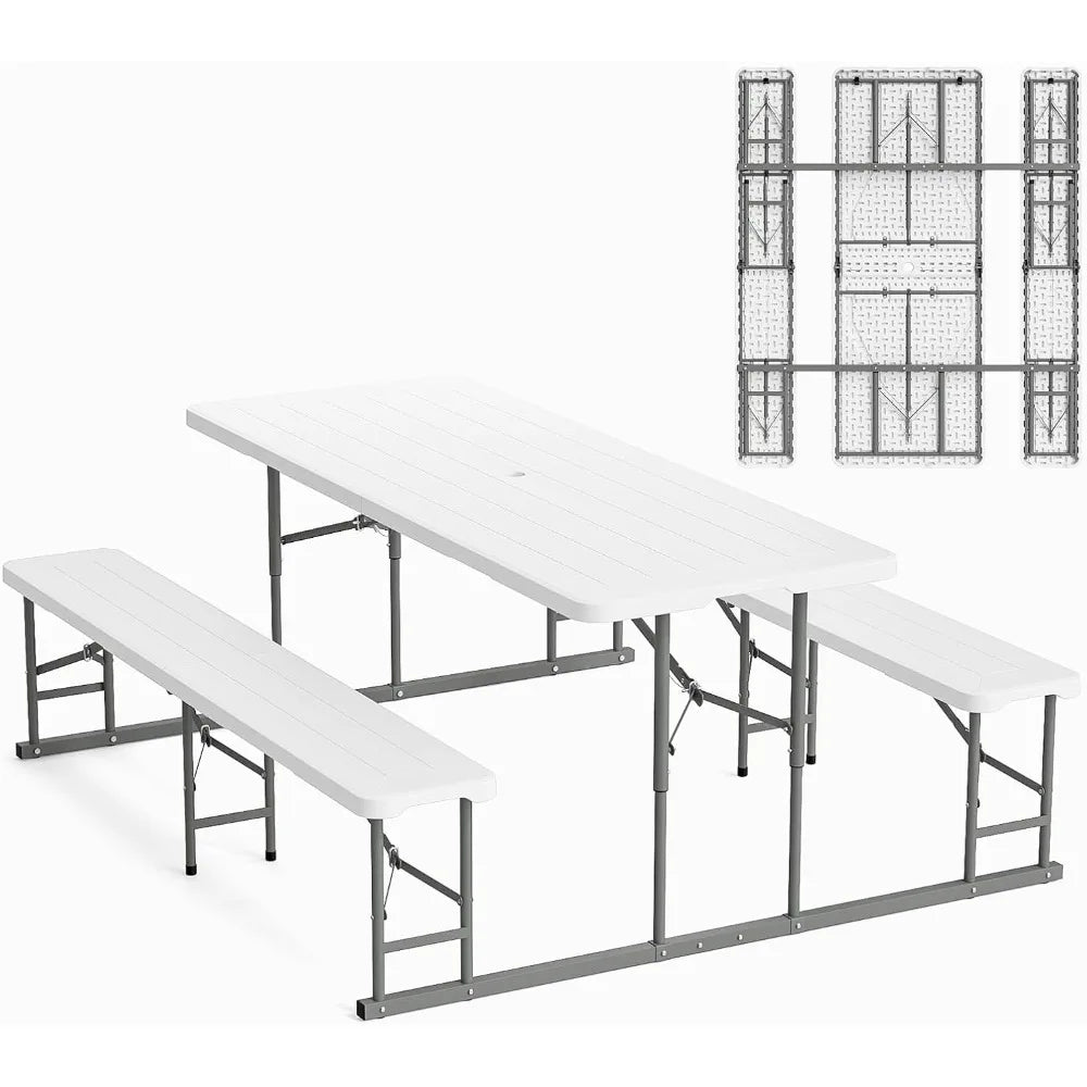 Folding Picnic Table and Bench Set Portable Outdoor Dining Furniture