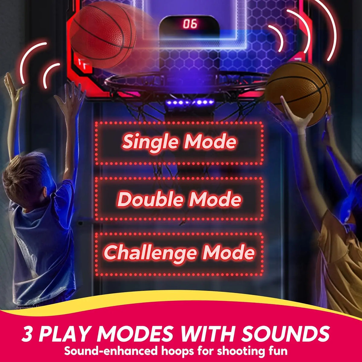 Joyfy Mini Indoor Basketball Hoop with LED Lights and Scoreboard by S And B Enterprise