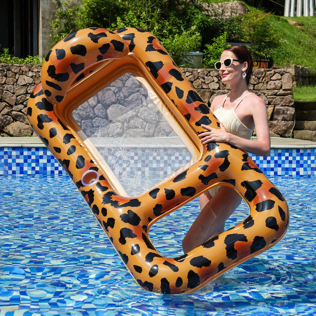 Inflatable Pool Float With Cup Holders And Sun Canopy by S And B Enterprise