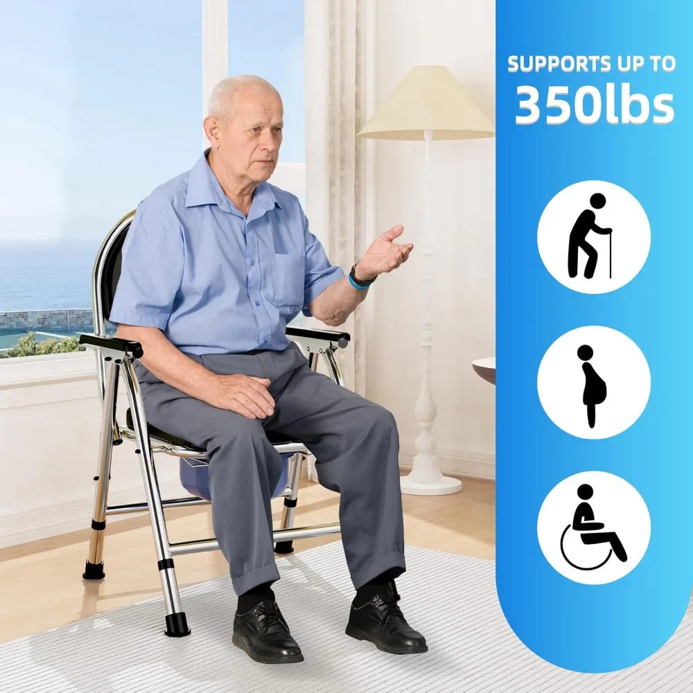 XMSJ 4 In 1 Folding Bedside Commode Chair Adjustable Height by S And B Enterprise
