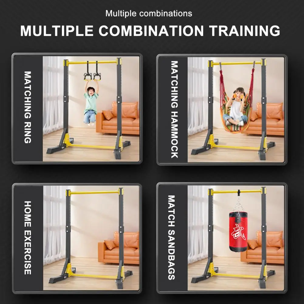 Pull Up Station for Home Gym by S And B Enterprise, portable free-standing pull-up bar with yellow base, 400 lbs